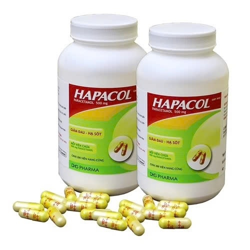 Hapacol 500mg Dhg (vàng đậm - nhạt) (T/126C/100v) (CHAI)