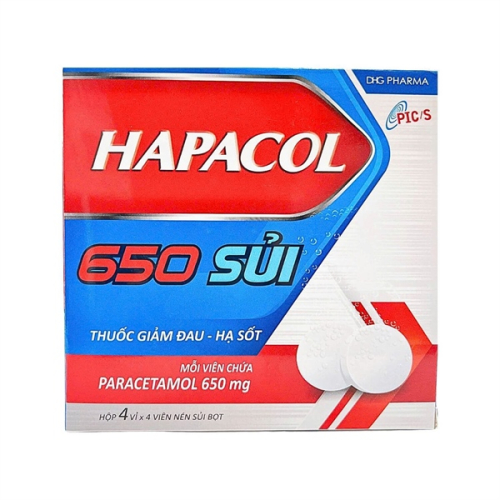 Hapacol 650 Sủi (Paracetamol 650mg) DHG (T/135H/16v)(TT) (HỘP)